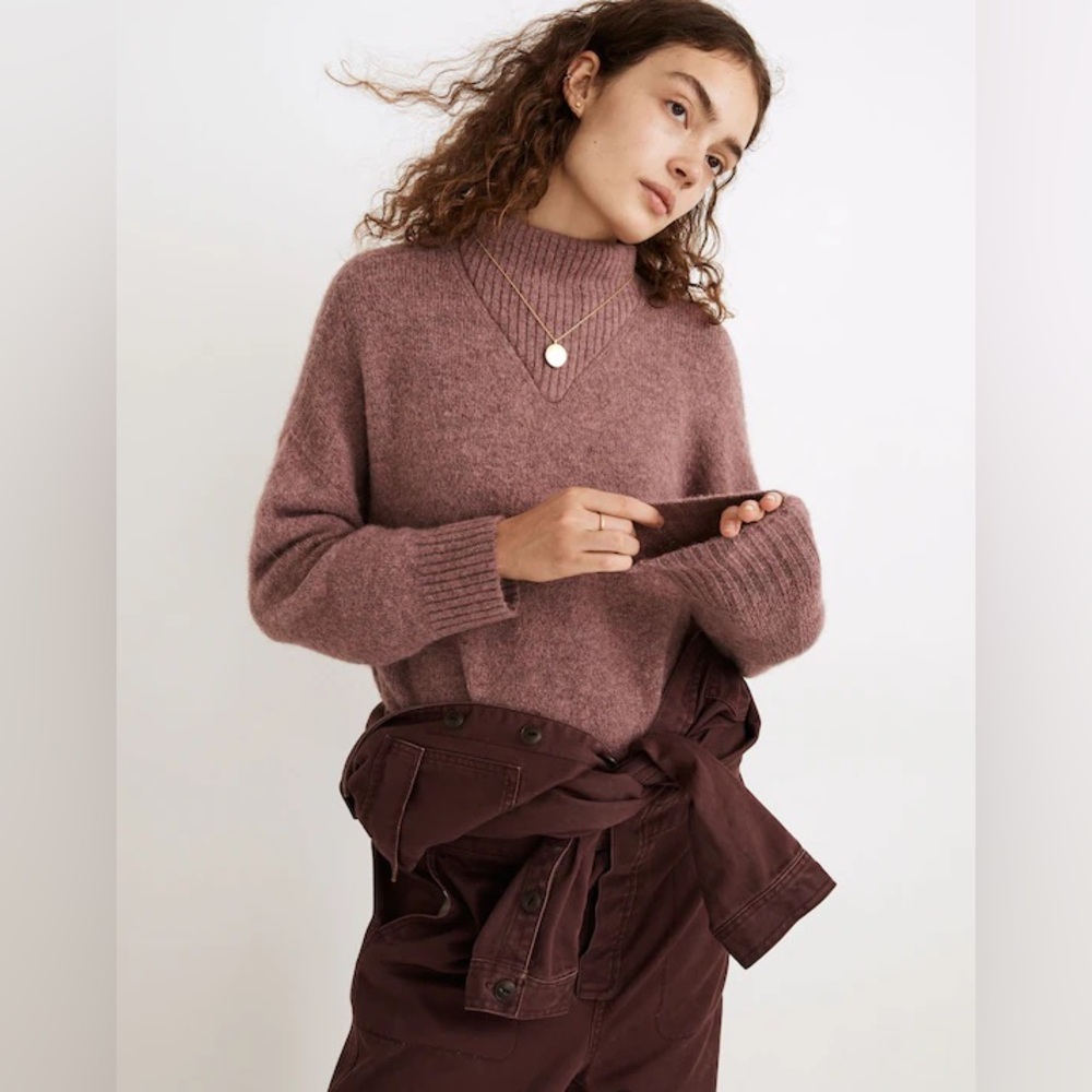 Madewell Dillon Mockneck Pullover Sweater in Heather Loganberry - Picture 1 of 6